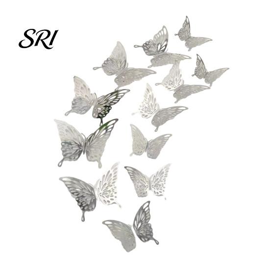 Home Atmosphere Decor 12Pcs/Set Wall Sticker 3D Hollow Butterfly Design Lightweight Easy Living Room Installation Decals Bedroom Birthday Party