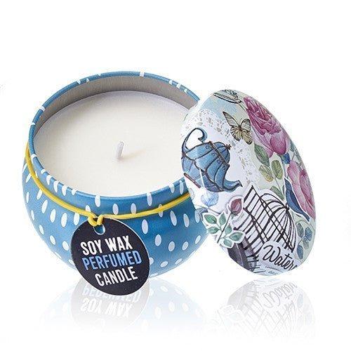 Peony Scented Tin Candle, Soy Wax