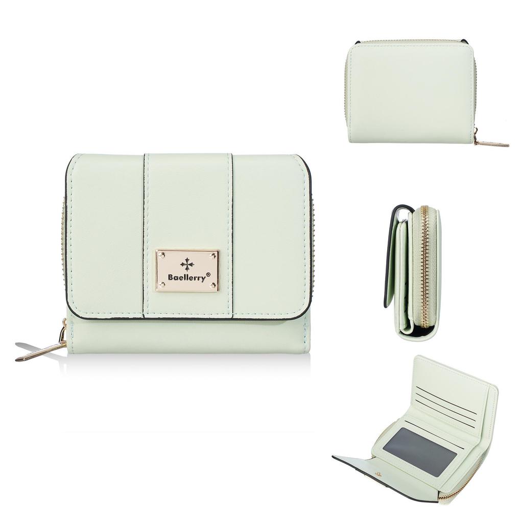 Baellerry Women's Short Tri-Fold Wallet with Multiple Card Slots and Coin Purse