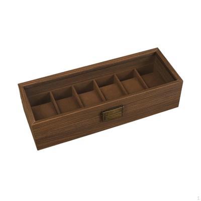 Organisateur de montres avec couvercle en verre Boîte de rangement pour montres en bois Texture bois pour