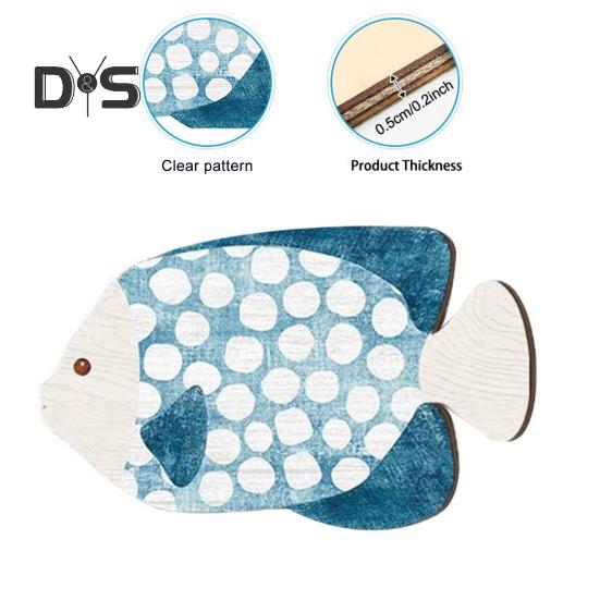 Lot de 4 décorations suspendues en forme de poisson, bords lisses, sans bavures, ornements décoratifs en bois