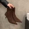 Fashion Autumn Fashion Pointed Toe Vintage Ankle Boots Sexy Thin Skinny Stiletto Shoes Women High Heels Party Booties Botas Mujer