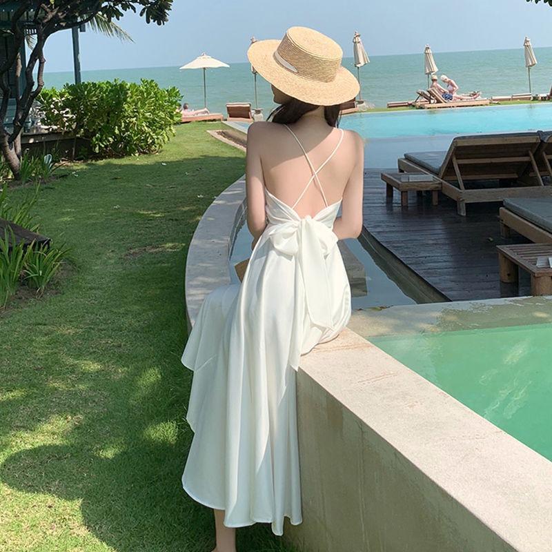 Summer Sexy Backless Beach Long Dress Women's Vacation Boho Dresses