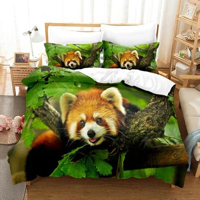 Set Biancheria da Letto 3D con Panda Rosso Copripiumino con Federe Singolo Matrimoniale Queen King Biancheria da Letto