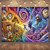 2D Dreamlike Time and Consciousness Art Tapestry Backdrop