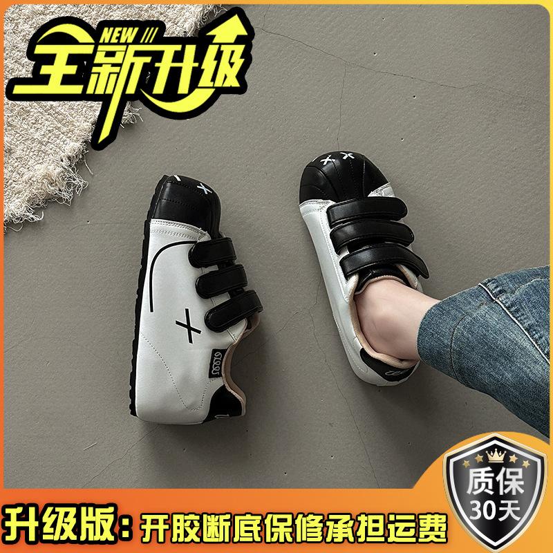 Velcro big head German training shoes women's retro ugly cute smiley face 2025 summer new thick sole inner height increase Forrest Gump shoes little