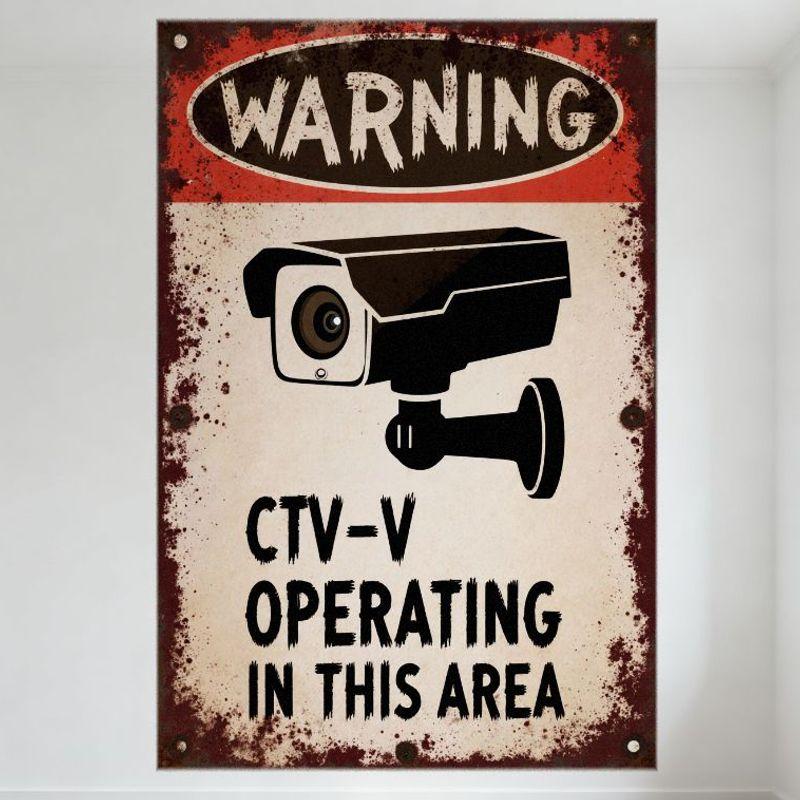 

Vintage Security Camera Warning Metal Tin Sign Rusty Wall Decor CTV-V Operating Sign for Man Cave Bar Home Cafe Restaurant Decor 20x30cm（7.8x11.8inch）