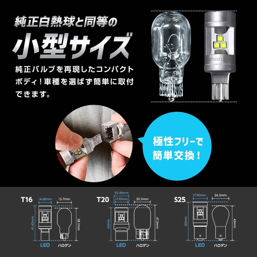 Spherelight SBVT16 Back Lamp Dedicated LED Sun Bag T16 6000K (White) 1 Piece 1000lm