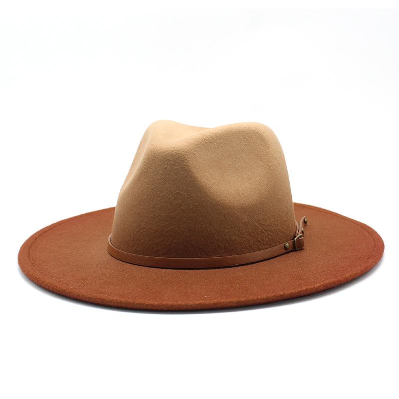 European and American fashion new spray paint gradual change color jazz hat men and women woolen top hat