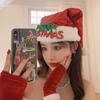 Women's Red Sequin Christmas Hat with Plush Antlers - 2023 Holiday Photo Headband