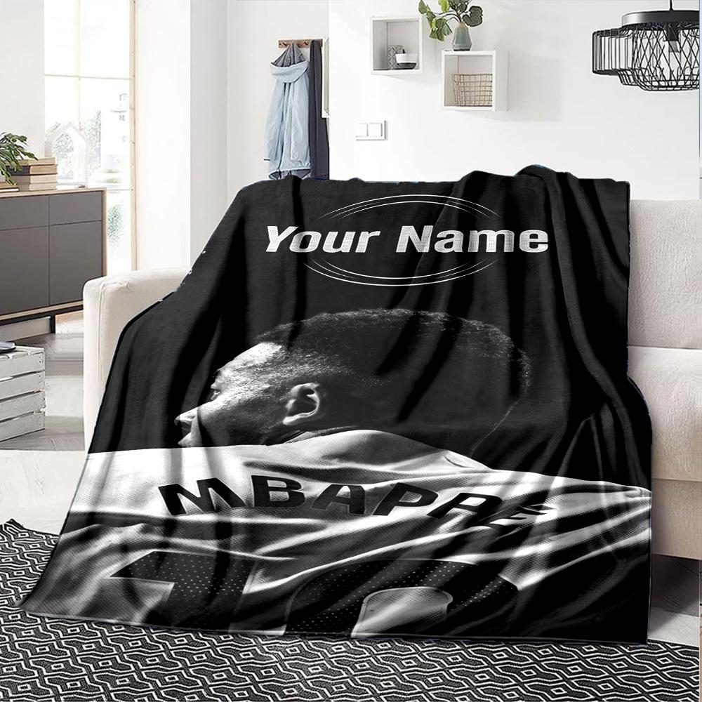 Mbappé Personalized Name Blanket Cozy Customizable Blanket Comfortable Perfect for Picnics Bedding Office Chair Office for All Occasions