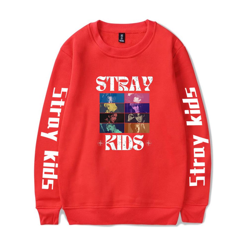 

Горячая мода Stray Kids Letters Printed Oversize Hoodie Women Men O-neck Long Sleeve Crewneck Толстовка Casual Tracksuit XL красный