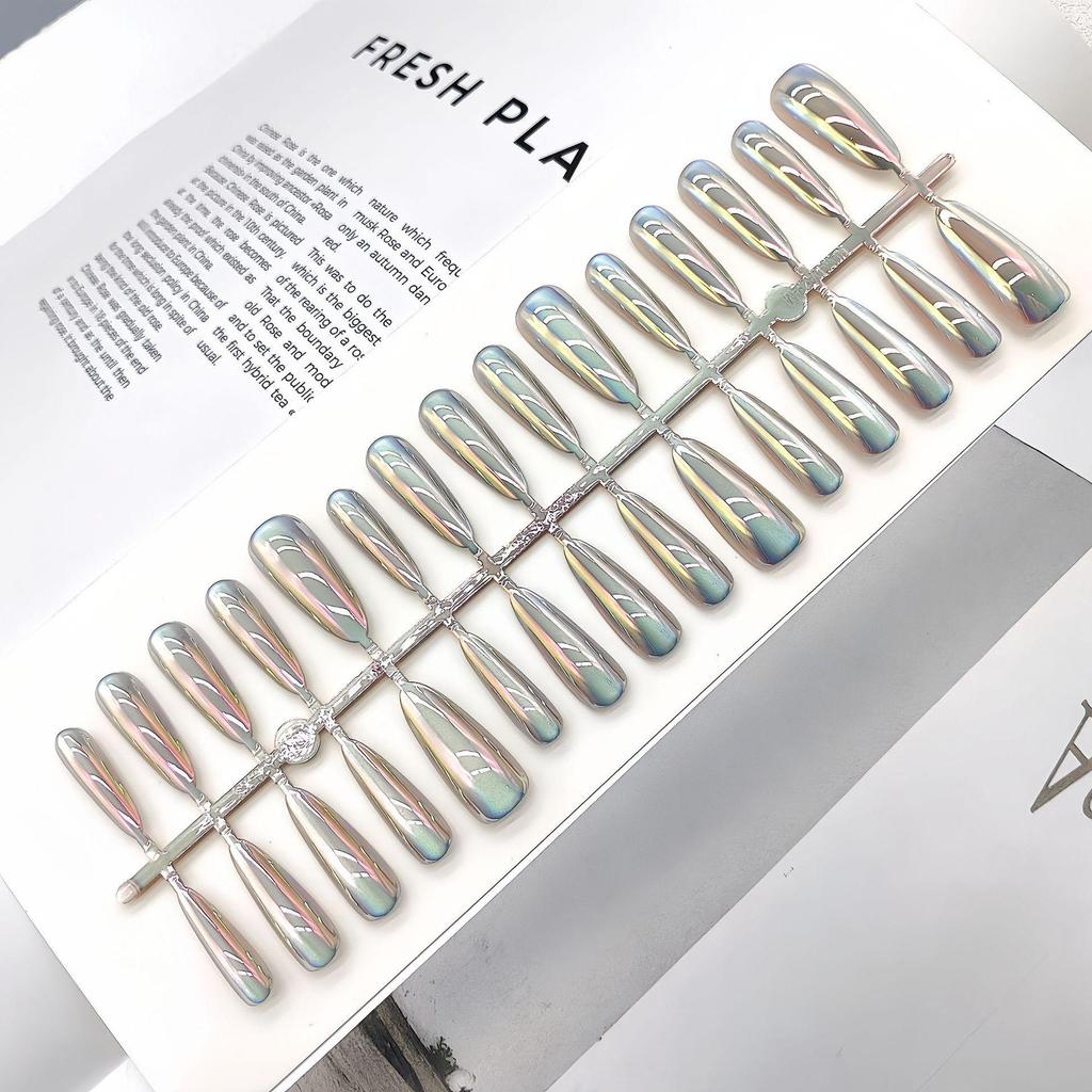 Aurora Cat-Eye Gradient Blush Electroplated Nail Tips