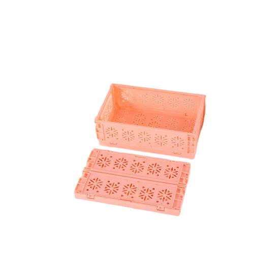 Storage Basket Foldable with Handle Ventilated Hollow Design Organizer Portable Stackable Large Opening Organizer for Home Bathroom Kitchen