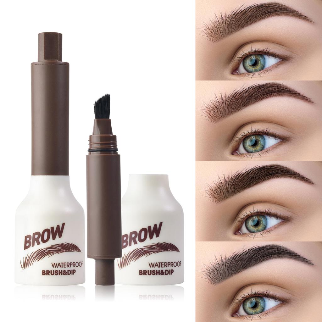 Dark Brown Waterproof Eyebrow Cream with Brush for Long-Lasting, Natural Finish