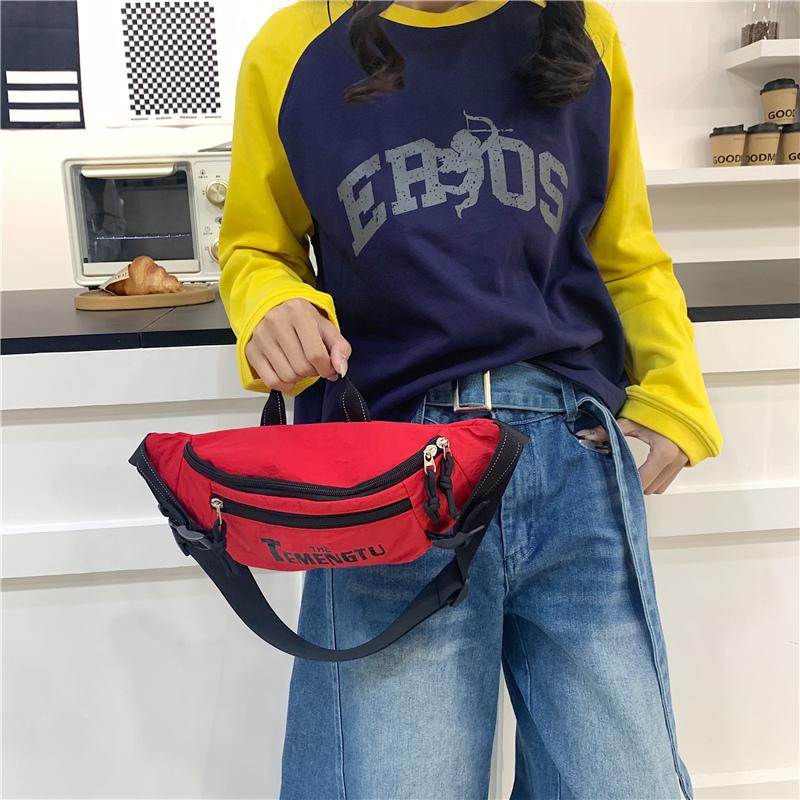Men's Letter Print Chest Bag Women's Waist Bag Student Sports Crossbody Mobile Phone Bag
