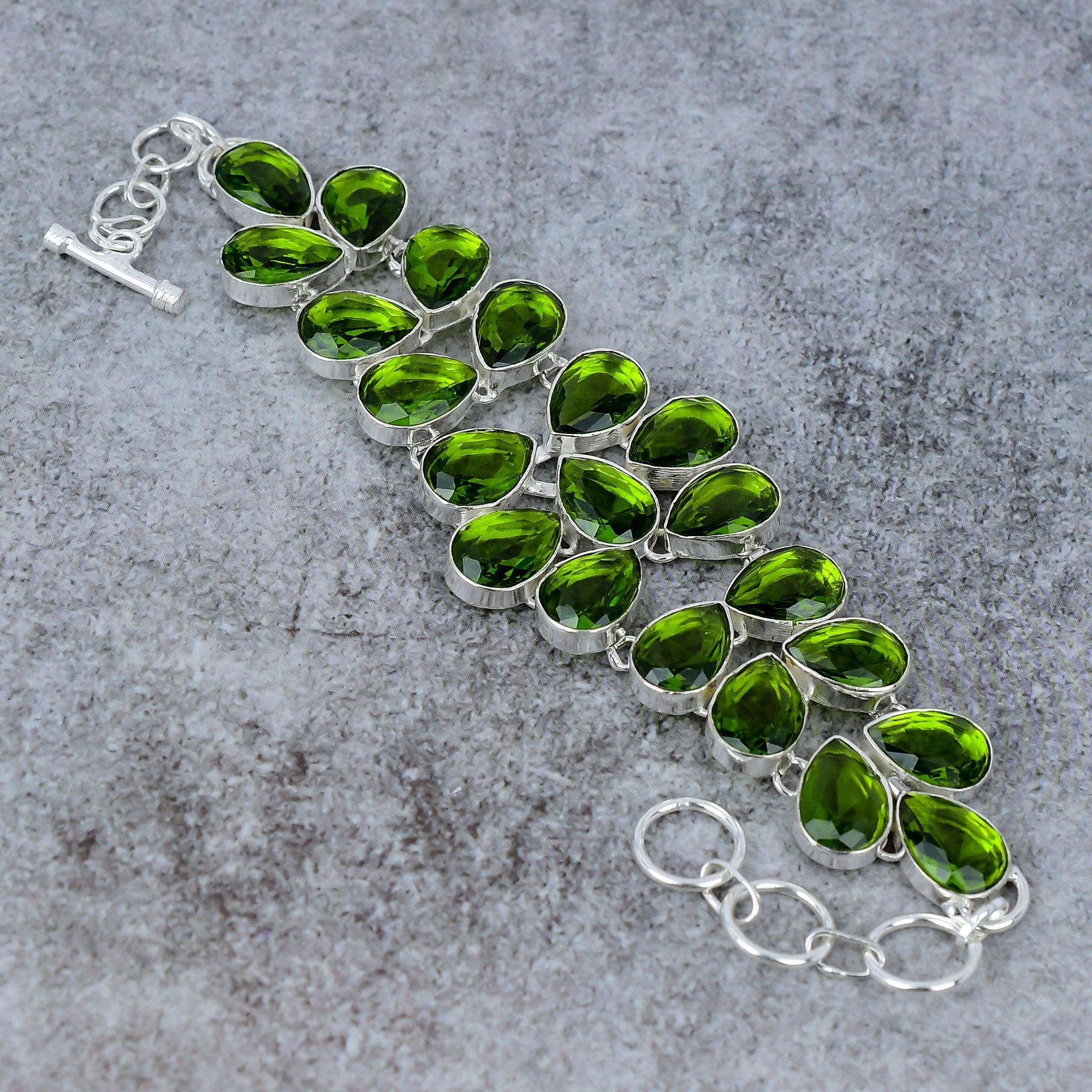 

Peridot Gemstone Handmade 925 Sterling Silver Bracelet 7-8 M-293