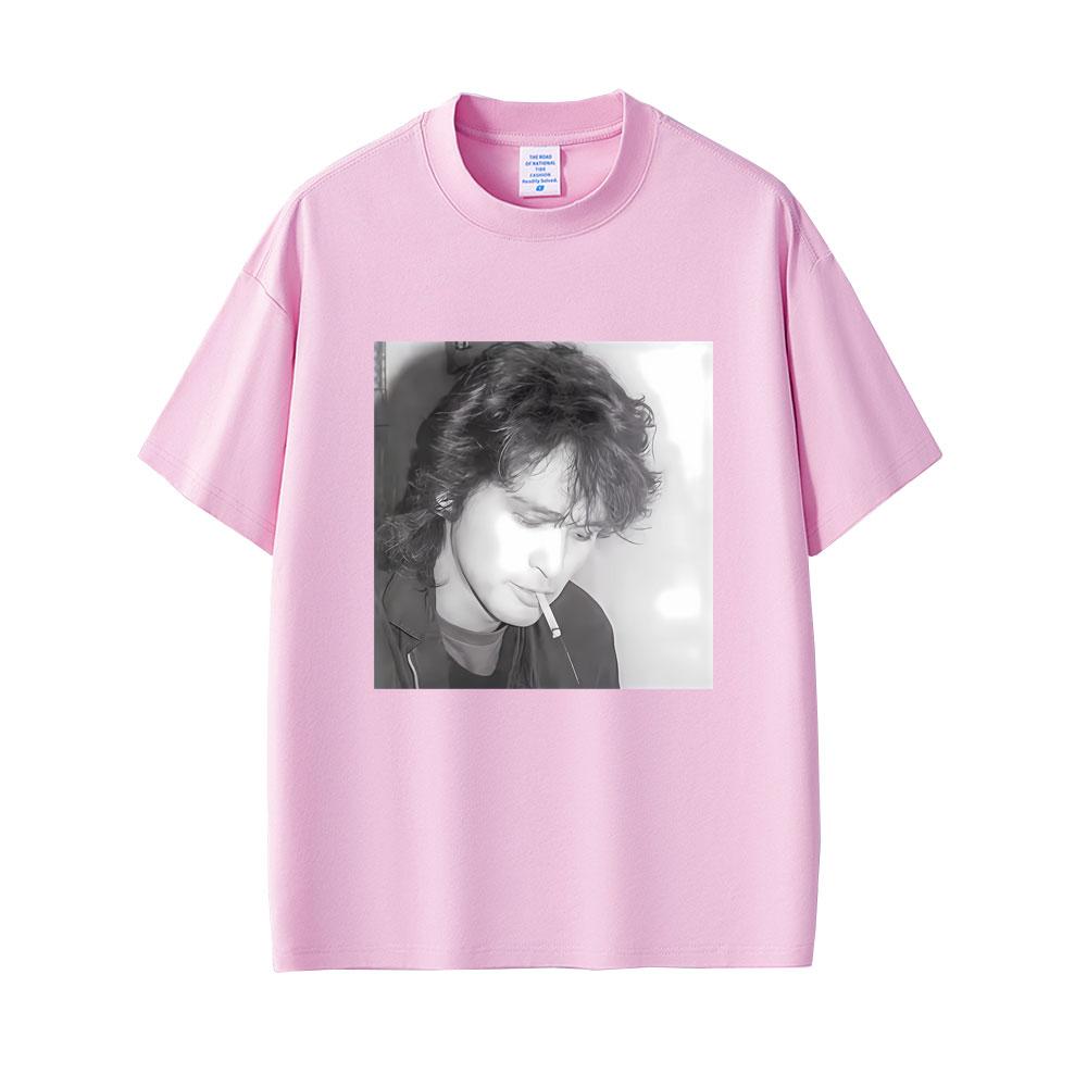 Klassische Russische Rockband Kino Viktor Tsoi Rauchmotiv Grafik T-Shirts Unisex Damen Lässig Übergroß Streetwear Unisex Baumwoll-T-Shirts