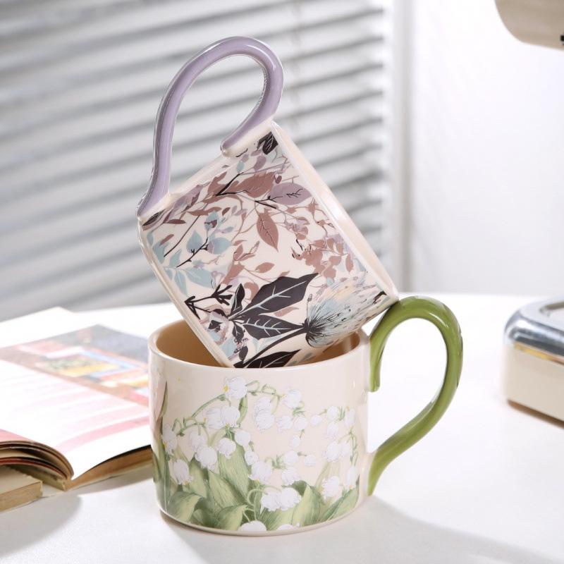 Design Sense Niche Wide Handle Office High Value Water Cup Coffee Cup, Home Couple Breakfast Cup