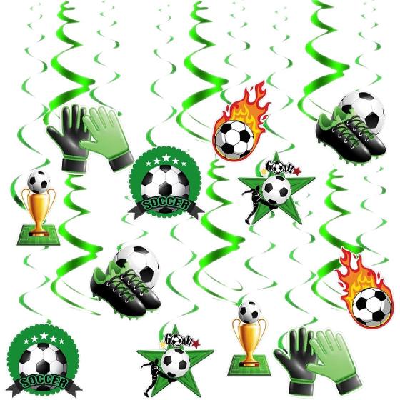 24 Pieces Oiuyamn Football Party Decoration,Sports-themed Hanging Ceiling Spiral,Football Hanging Swirl Decoration,Football Themed Birthday Party зелёный