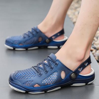 Wish Summer Men's Sandals Bag Head Hollow Large Size Beach Hole Shoes Soft Sole Jelly Shoes