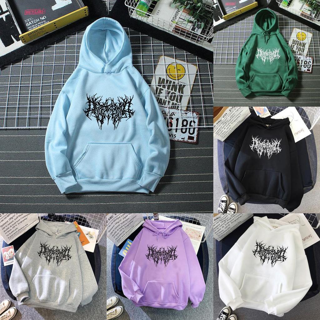 Gothic Style Hooded Sweatshirt For Women With Print Graphic Streetwear Winter Fashion