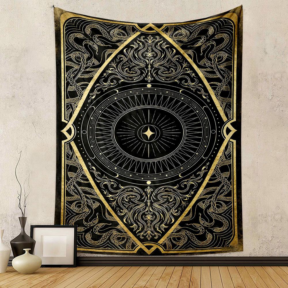 Gold and Black Mandala Tapestry Design Patterned tapestry home decor, suitable for bedroom and living room, gift
