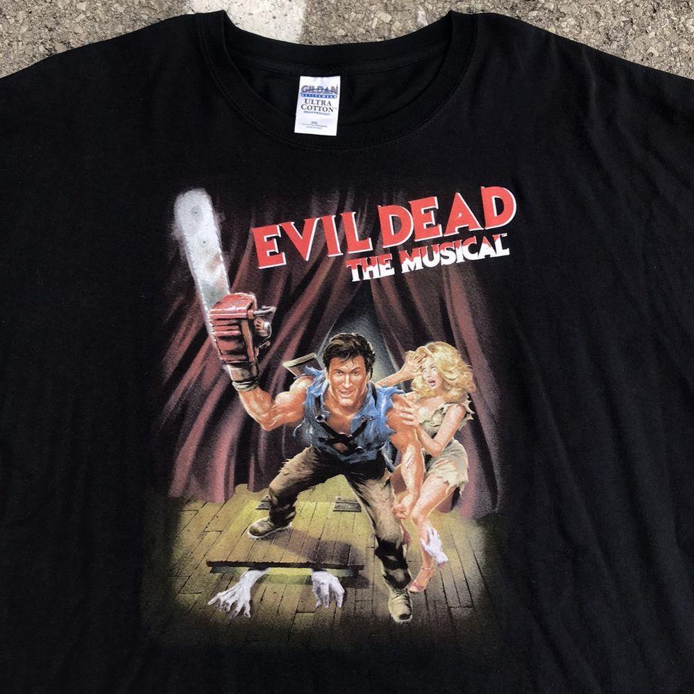 Vintage 00s Evil Dead The Musical Graphic Black Unisex T shirt S-5XL KH15785 Unisex T-Shirt S