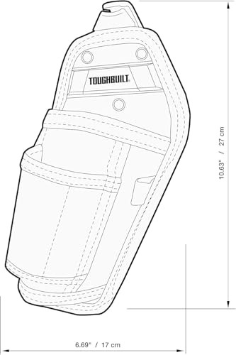 ToughBuilt TB-CT-31-A Hammer Holster: Durable 6-ply construction, ClipTech pouch clip/insert, nail puller sleeve, 2 pockets/loops.