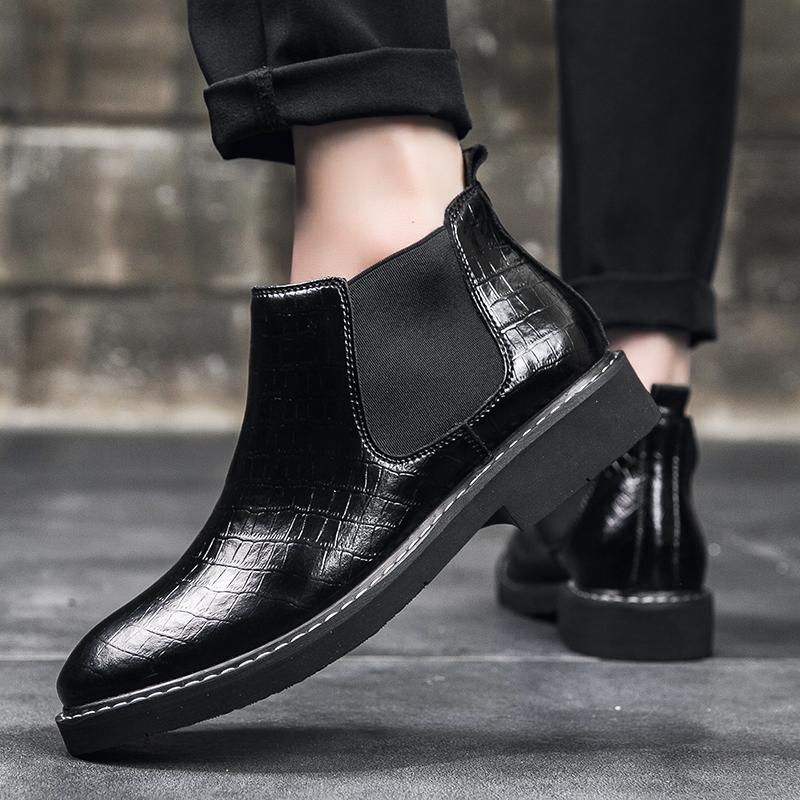 Herrenschuhe Herren Chelsea Boots Herrenschuhe Leder Freizeitschuhe Herrenstiefel Intern um 5 cm erhöht