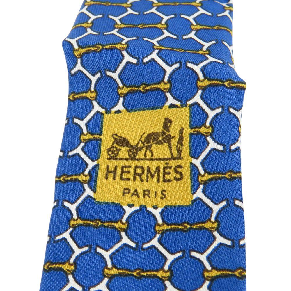 Gebrauchte HERMES Krawatte Toyota limitierte Edition Seide Blau Gold Business
