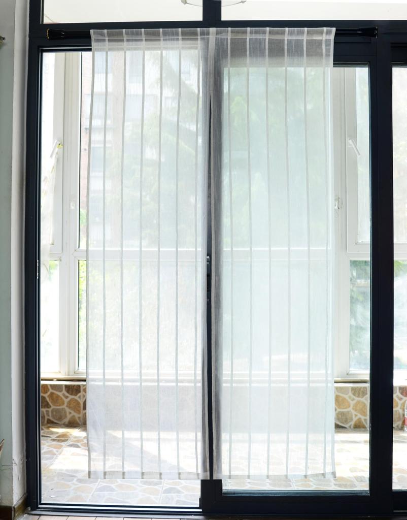 WEMAY Transparenter Stilvoller Langer Noren Natürlicher und Türvorhang 100 cm Breit x 180 cm Frühling/Sommer Vorhang, Einfach, Leinen-Stil (Leinenstreifen, Lang)