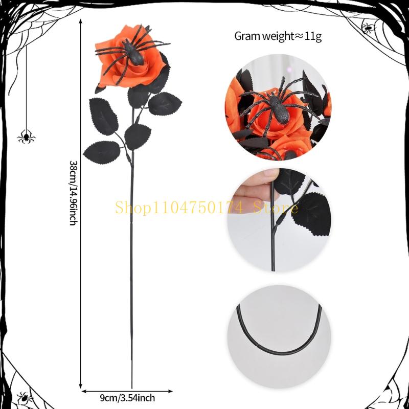 Black Spiders Artificial Rose Flower Stem For Gothics Wedding Party Centerpieces top sale