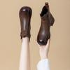 Leather Martin boots women's fashion versatile short boots 2025 new autumn and winter thin boots fashion thick-soled brown boots