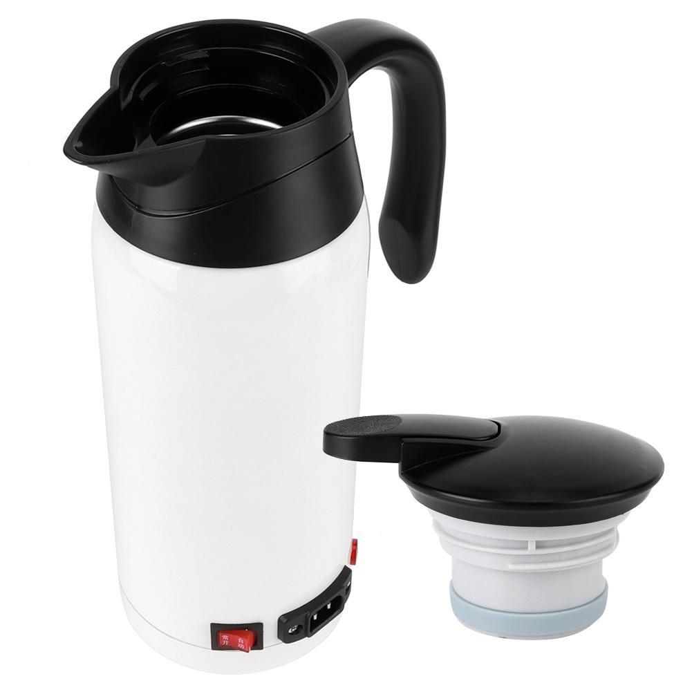 Tragbarer elektrischer Heizkessel mit 800 ml und hoher Kapazität und Zigarettenanzünder für den Einsatz im Auto, 12 V/24 V(Weiß