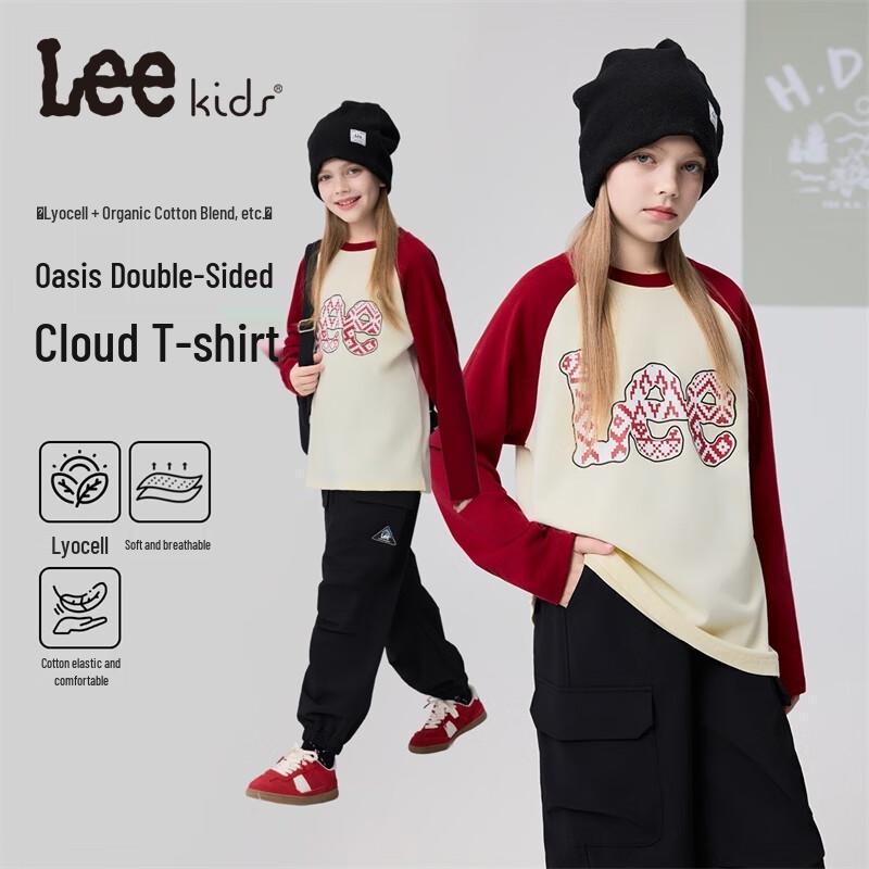 Детская футболка с длинным рукавом LeeKids из смесовой лиоцелла с большим логотипом 140