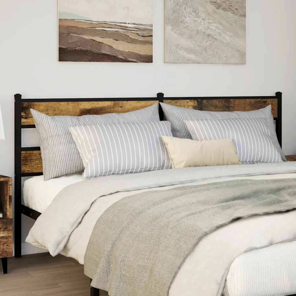 Replacement Headboard Smoked Oak 193 cm Iron and Wood Based Material