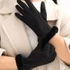Windproof Suede Gloves Solid Color Cycling Mittens Casual Women Winter Gloves  Girls