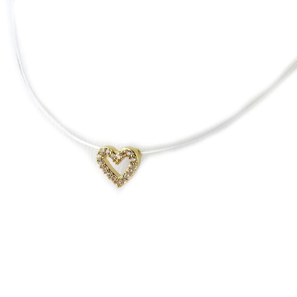 Les Trésors De Lily [N6837] - Gold Plated Necklace 'Love' White Gold