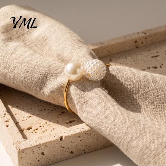 Decorative Napkin Rings for Restaurants 3Pcs Faux Pearl Rings, Reusable Metal Holders, Elegant Luxury Table Accessories Guests Weddings Banquets