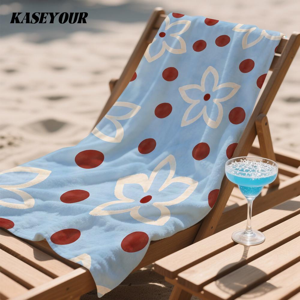 Retro Floral & Polka Dot Compact Travel Beach Towel Super Absorbent Sand Resistant, Microfiber for Swimming Camping Yoga