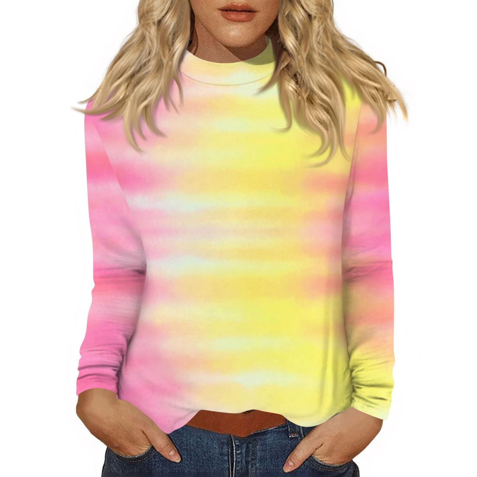 

Женский повседневный топ с длинным рукавом и средним воротником XXL жёлтый