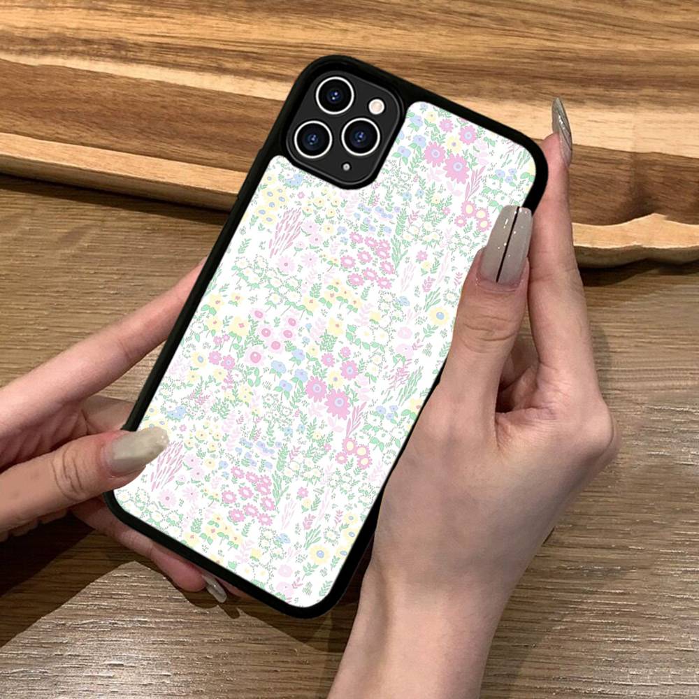 Small Reddish Pink Flowers Phone Case Silicone PC+TPU For For IPhone 11 12 13 14 15 16 Plus Pro Max Cover