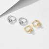 Mini Bead Zircon Ear Buckle Earrings S925 Sterling Silver 14K Gold Plated Three Circle Charms Zirconia Tiny Hoop Earrings Women