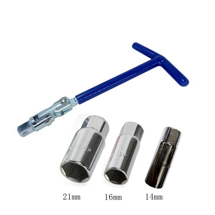 4-Piece T-Handle Spark Plug Socket Wrench Set: 16, 18, and 21mm for Auto Repair