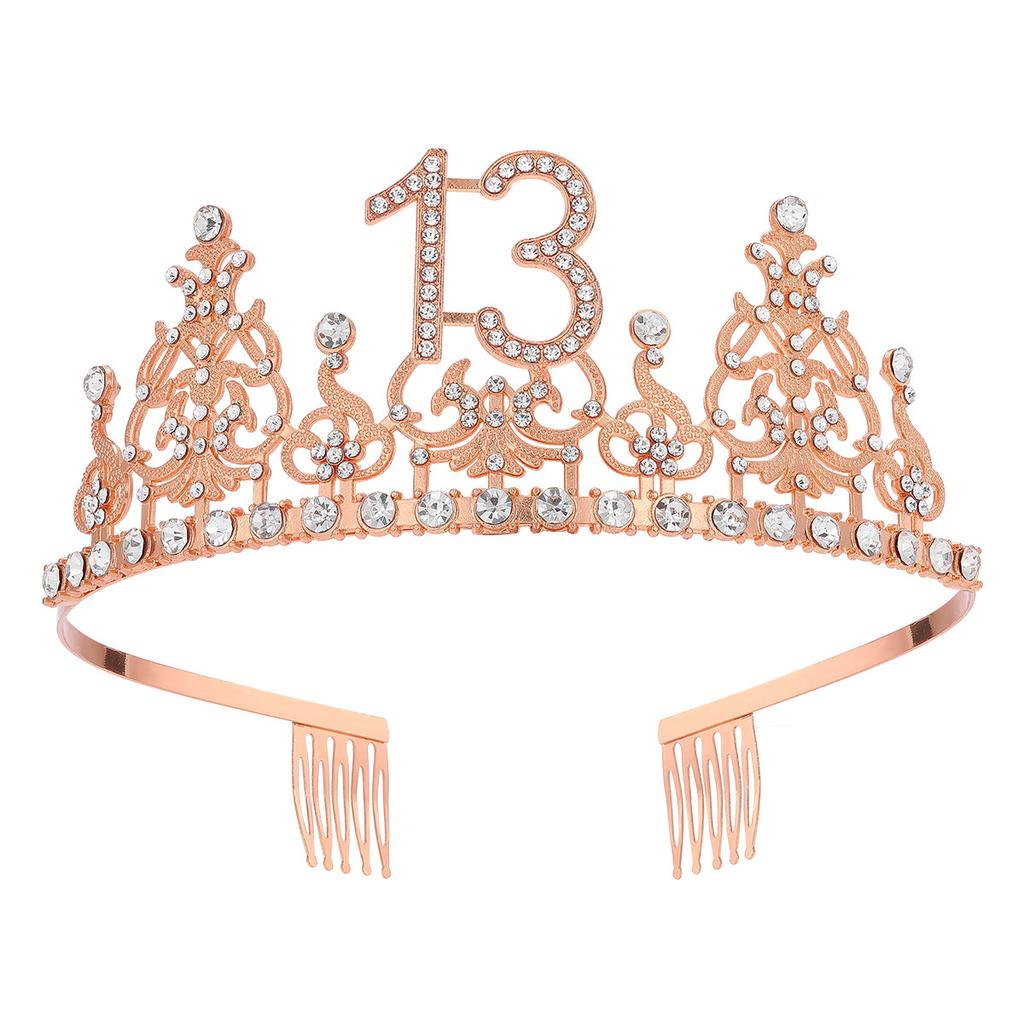 Fashion Alloy Digital Crown With Diamond Tiara 18Th Birthday Party Pearl Alloy Headband