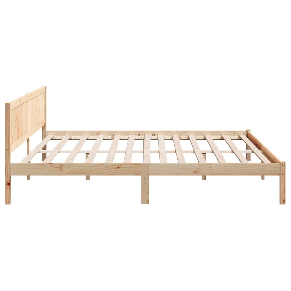 Brown Bed Frame 180 x 200 cm Solid Pine Wood