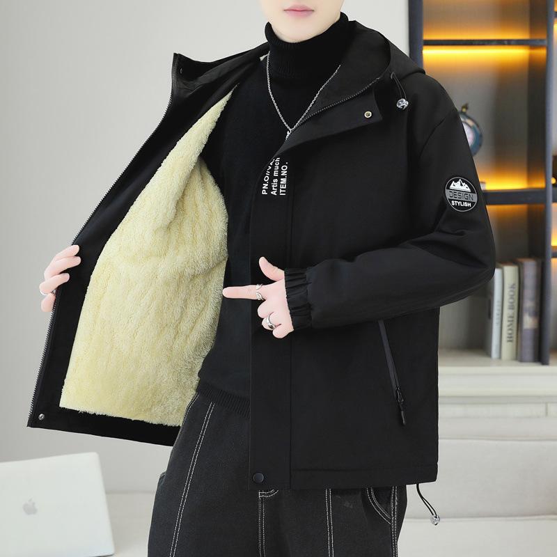 Nowa aksamitna i pogrubiona męska kurtka sportowa outdoorowa jesienno-zimowa wiatroodporna, wodoodporna i oddychająca