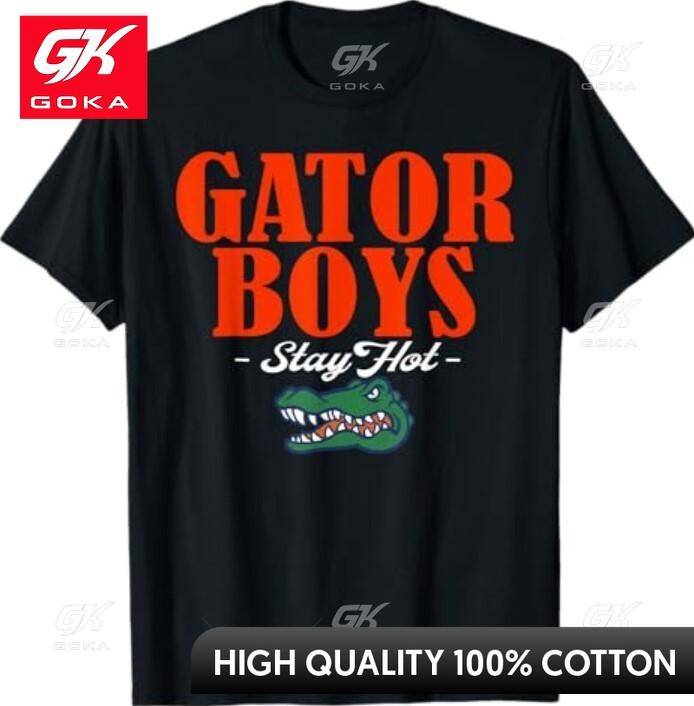 Gator Boys Stay Hot Novelty Print O Neck Soft Fabric Printed Tee Minimalist Design S