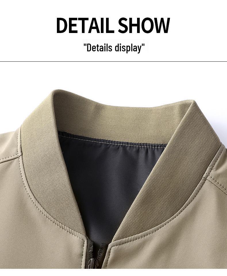 Autumn 2025 Men's Stand Collar Loose Fit Jacket - Urban Solid Color, Long Sleeve, Simple Style
